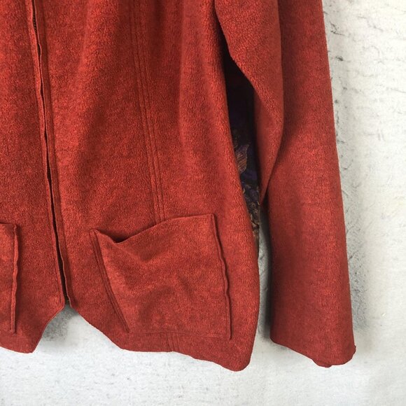 Soft Surroundings Jacket Womens 1X Rust Orange Zip Front Tapestry Floral Back - Picture 9 of 16